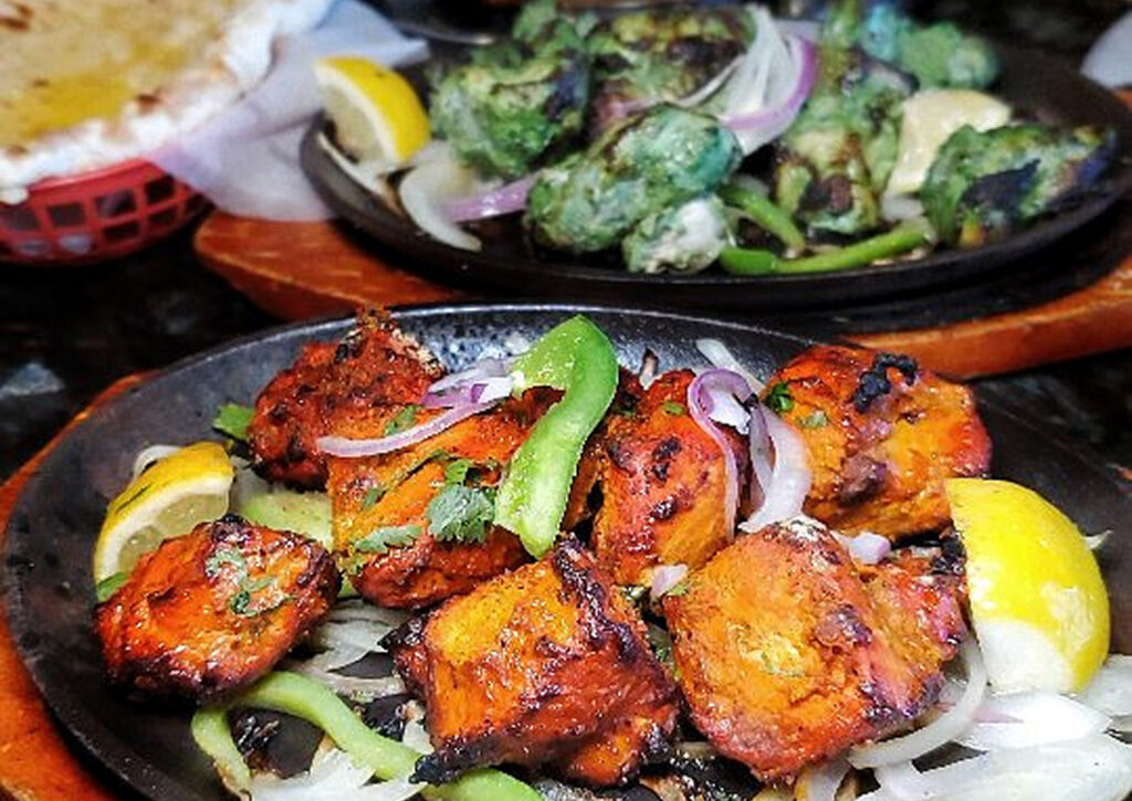 Sizzling chicken tikka with onions and peppers at Taj Palace Indian restaurant in Las Vegas
